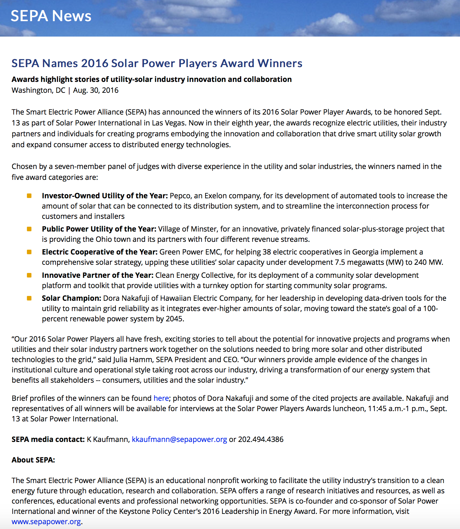 SEPA Press Release